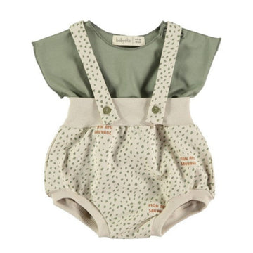 Completo salopette per neonato in cotone biologico - Sauvage green