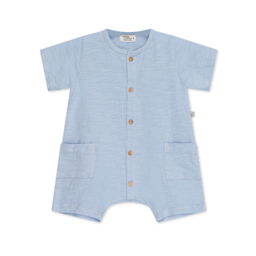 Pagliaccetto blu per neonato in cotone biologico