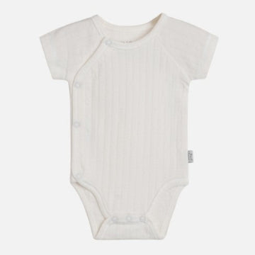 Body neonati a manica corta in cotone biologico - avorio