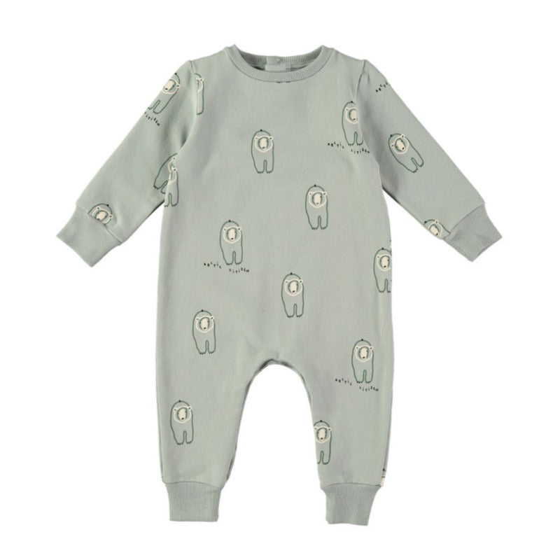 Tutina neonati in caldo cotone biologico felpato Artic green