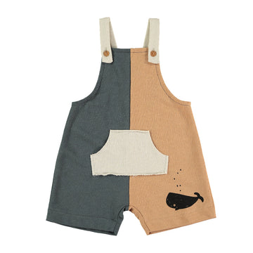 Salopette corta bambini in cotone biologico - Whale