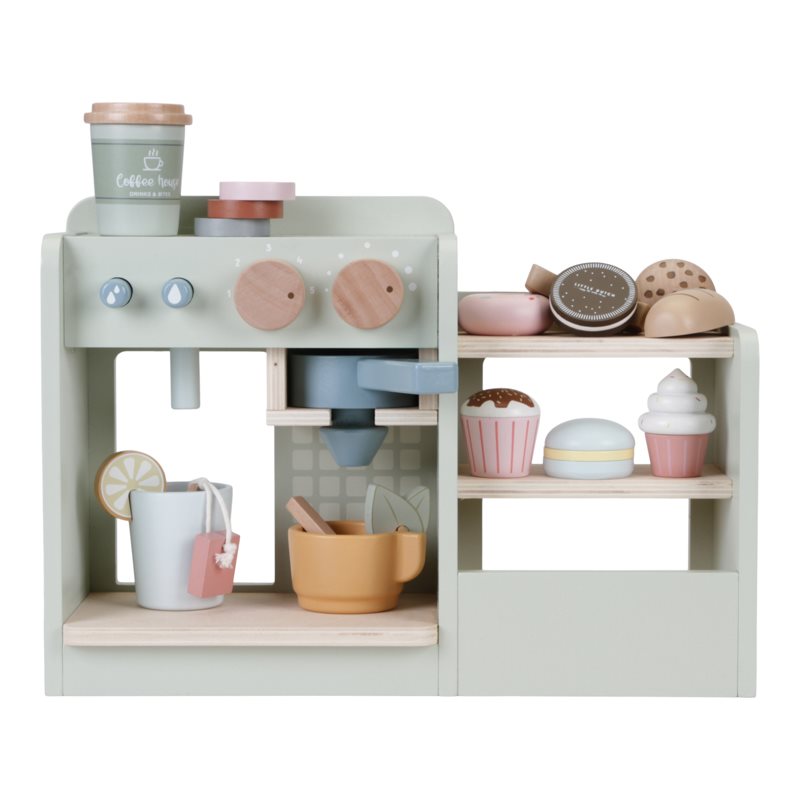 Caffè o tè? Preferite un biscotto o una fetta di torta? Con questo Coffee corner, firmato Little Dutch, i vostri bambini è come se avessero un piccolo bar da gestire, in cui invitare mamma, papà, orsacchiotti e amici a rilassarsi e prendere qualcosa in compagnia!