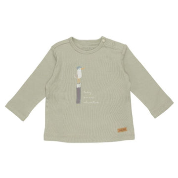 T-shirt manica lunga bambino in cotone organico, Seagulls olive