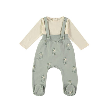 Completo salopette neonato in caldo cotone biologico - Artic green