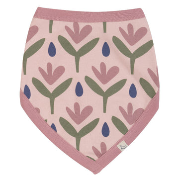 Bavaglino a bandana in cotone biologico - fiori rosa