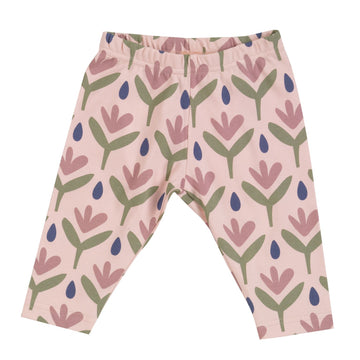 Leggings corti bambina in cotone biologico - fiori rosa