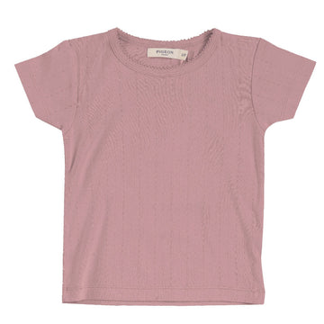 T-shirt manica corta in cotone biologico - pointelle malva