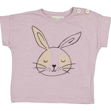 T-shirt bambina manica corta in cotone biologico - Rabbit malva