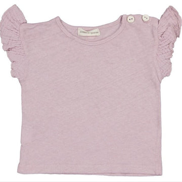 T-shirt bambina manica corta in cotone e lino - malva