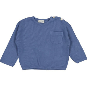 Felpa bambino in cotone waffle - blu
