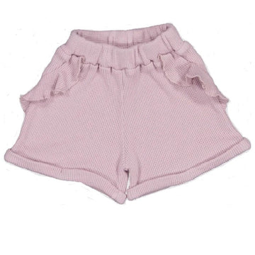 Shorts bambina in cotone waffle - malva