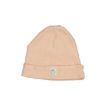  berretto neonata in morbido cotone biologico lavorato a maglia, tonalità rosa, con risvolto nella parte inferiore, delicato sulla pelle.