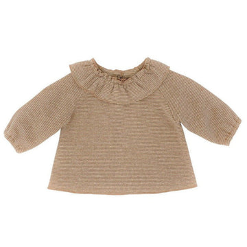 Felpa righine lurex con colletto per bambina, rosa - Zhoe & Tobiah