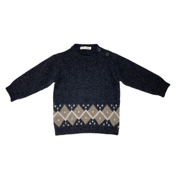 Maglione antracite con cornice tortora per bambino - Zhoe & Tobiah