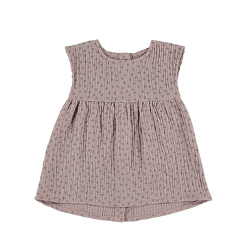 Abito bambina in mussola di cotone - stelline rosa