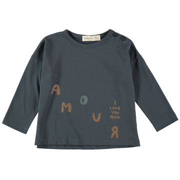 T-shirt bambino a manica lunga in cotone biologico - Amour