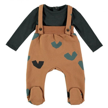 Completo salopette neonati in caldo cotone biolgico, Big Hearts