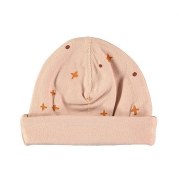 Cappellino neonata in caldo cotone biologico - Rosa Crossdots