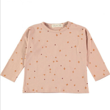 T-shirt bambina a manica lunga in cotone biologico, Crossdots Nude