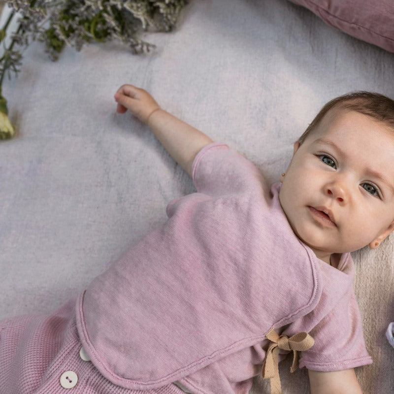 Completo neonata in cotone e lino e malva maliekids shop