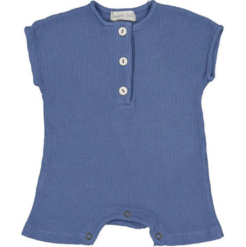Pagliaccetto neonato in cotone waffle - blu