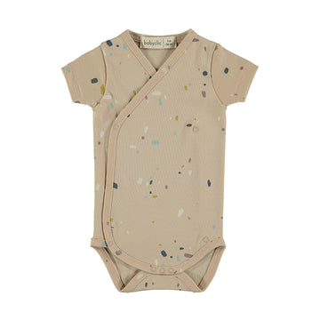 Body neonata a manica corta in cotone biologico - confetti rosa