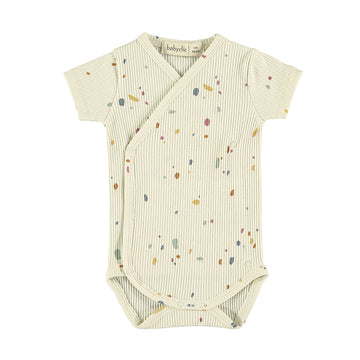 Body neonato a manica corta in cotone biologico - confetti avorio