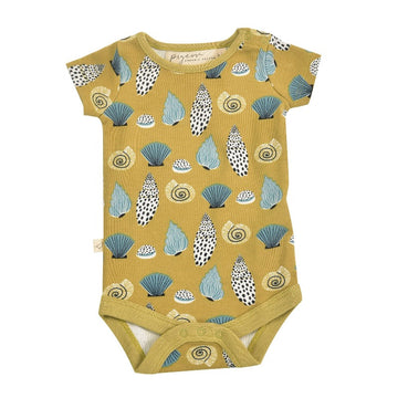 Body neonati a manica corta in cotone biologico - conchiglie