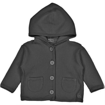 Cardigan bambino in tessuto waffle - antracite