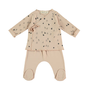 Completo per neonata in cotone biologico - mela rosa | Babyclic