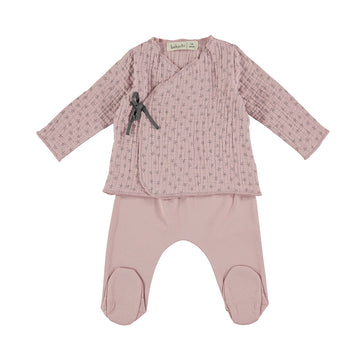 Completo per neonata in mussola di cotone - stelline rosa