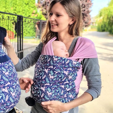 Fascia portabebè elastica in cotone biologico - Unicorni