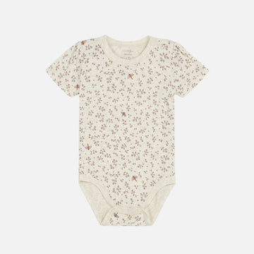 Body neonata a manica corta in bamboo, Fiori viola