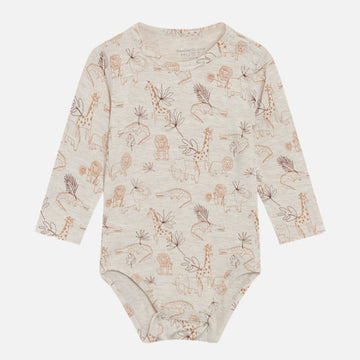 Body neonati a manica lunga in bamboo - Savana beige