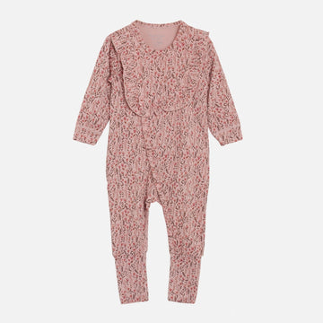 Tutina neonata in bamboo, fiori rosa