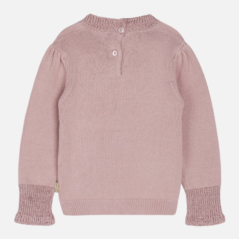 pullover bambina rosa con cerbiatto, glitter