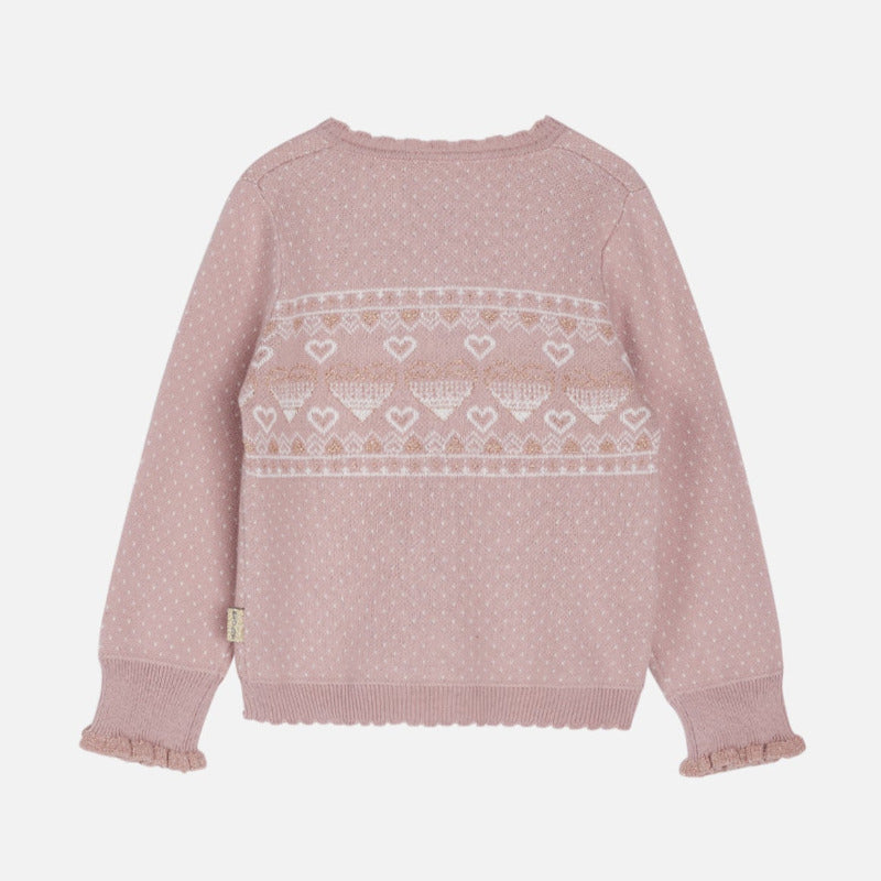 cardigan bambina rosa, cuori