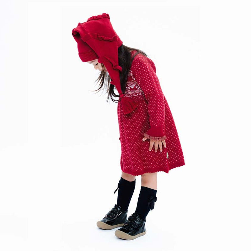 Abito bambina rosso con fantasia cuori