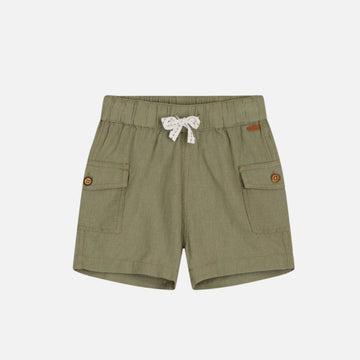 Bermuda bambino in lino e cotone, verde alga - Hakon