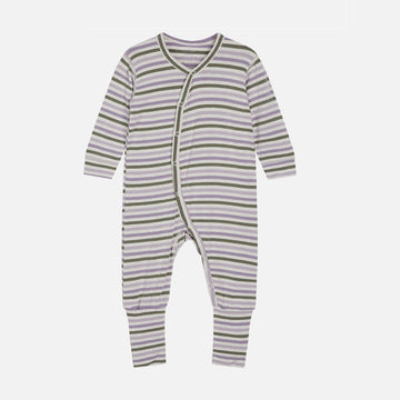 Tutina per neonati in bamboo, righe lavanda