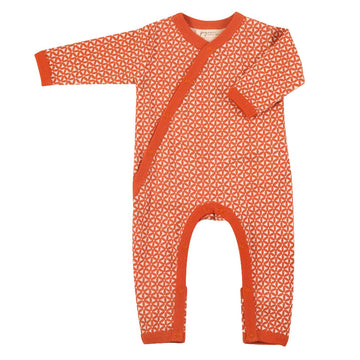 Tutina per neonati in cotone biologico - block print arancione