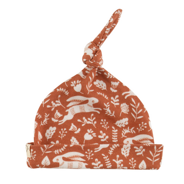 Berretto neonato con nodo in cotone biologico - coniglio arancione