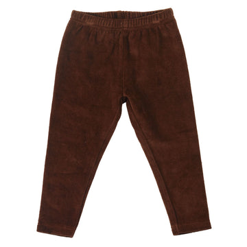 Bellissimo pantalone in velour elasticizzato, in cotone organico biologico color marrone