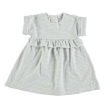 Abito bambina manica corta in cotone biologico - righine grigio