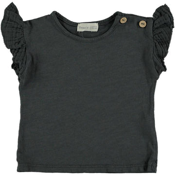 T-shirt bambina manica corta in cotone biologico - antracite
