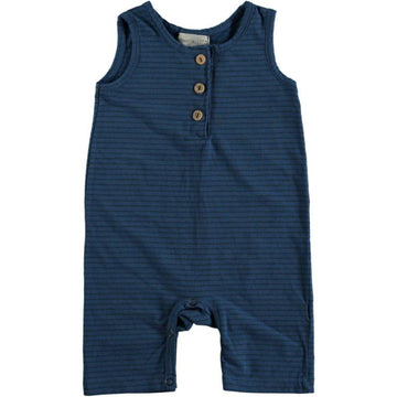 Pagliaccetto neonato in cotone biologico - righine blu