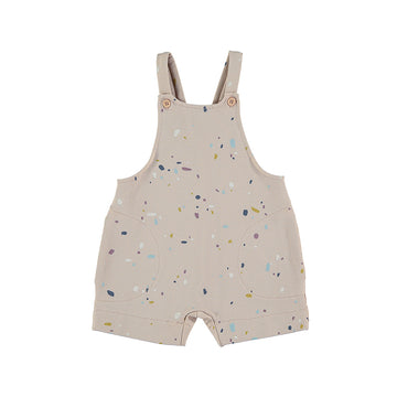 Salopette corta bambina in cotone biologico - Confetti rosa